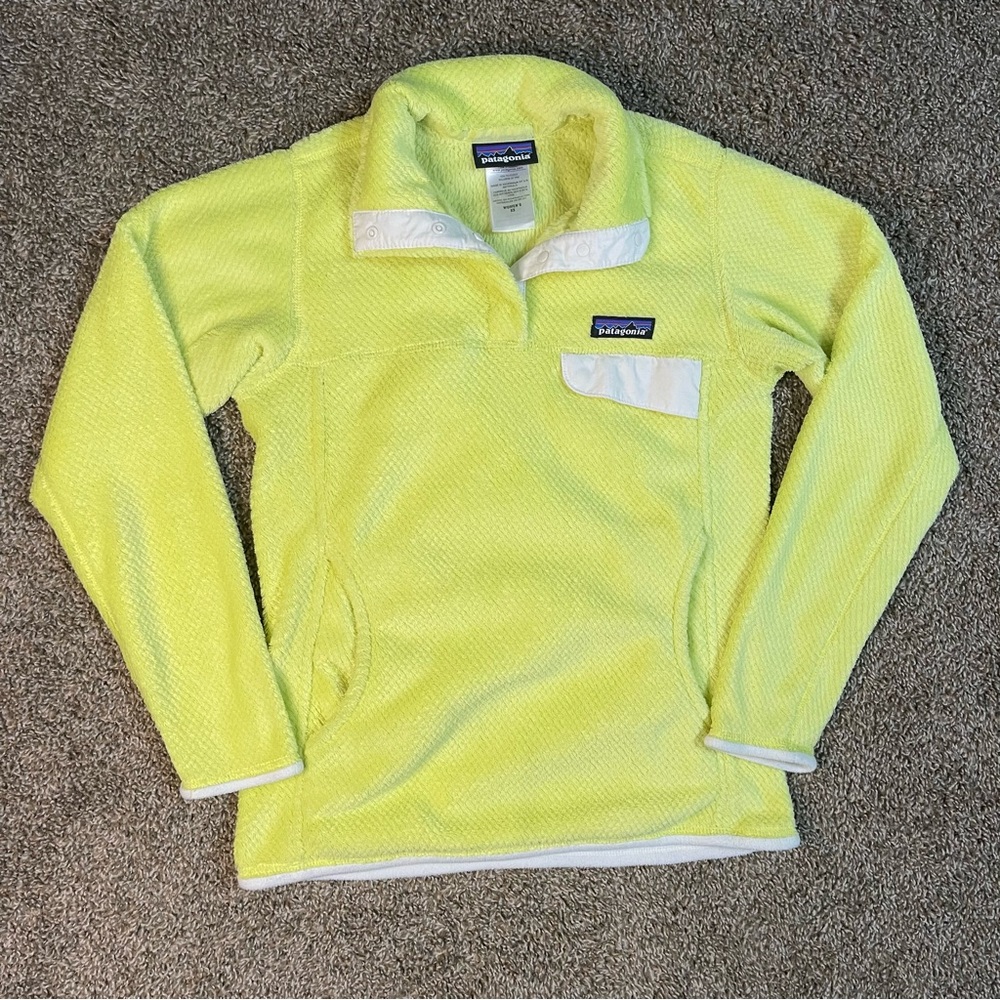 Patagonia Women's Re-Tool Snap-T Pullover Neon Yellow Soft Fuzz Women’s Size XS